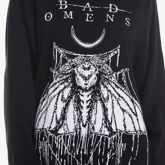 Bad Omens Moth Intarsia Sweater Hot Topic Metalcore Music Concrete Jungle - Picture 2 of 3